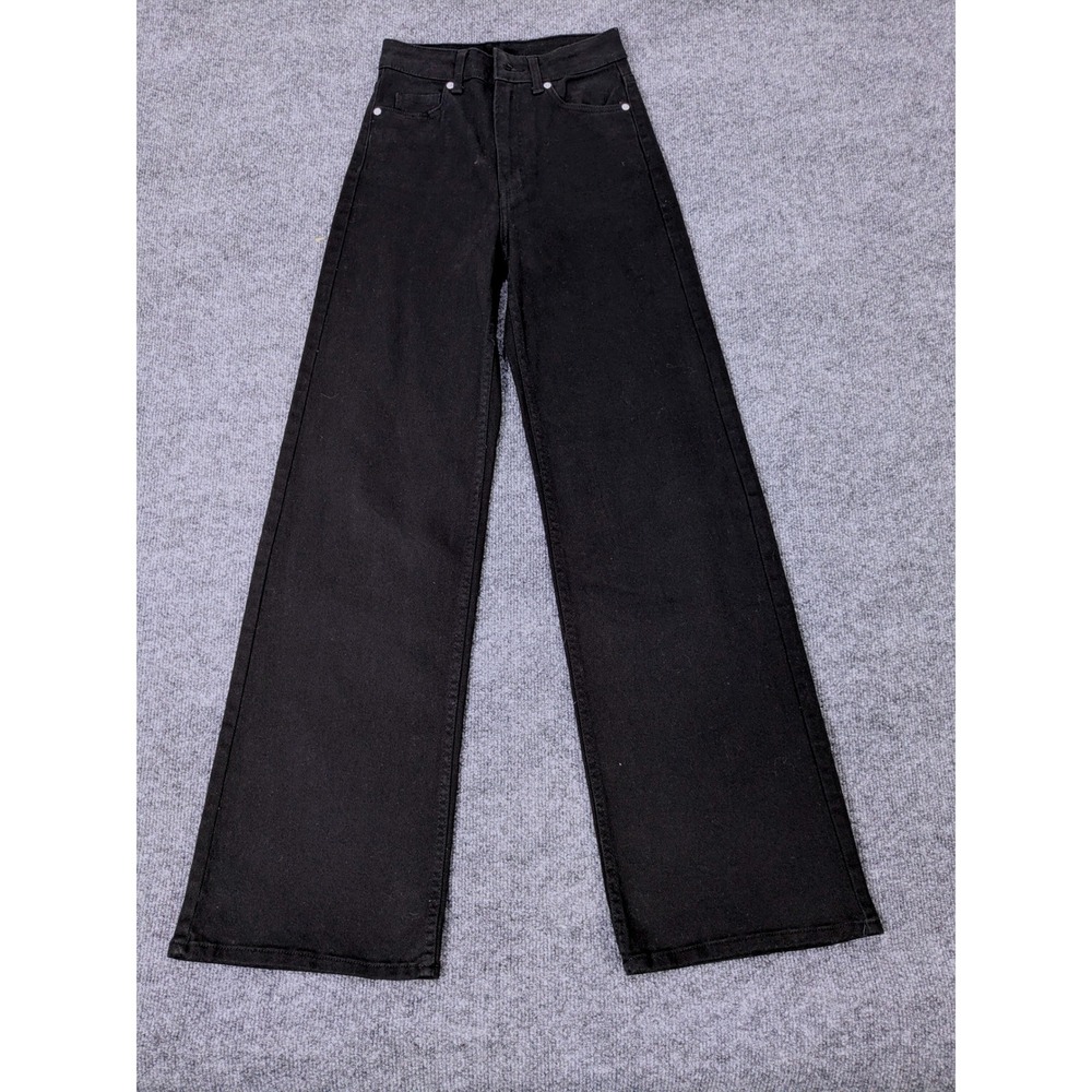 H&M Divided Womens High Waisted Wide Leg Jeans Black Size 2